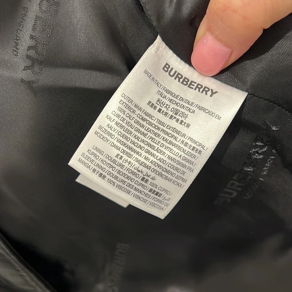 Burberry | NWT D-Ring Detail Crinkled Leather Trench Coat in Black - Size IT 42 - Picture 14 of 16